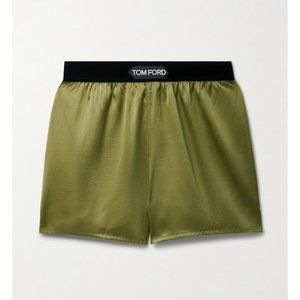 Tom Ford Velvet Trimmed Stretch-Silk Satin Shorts